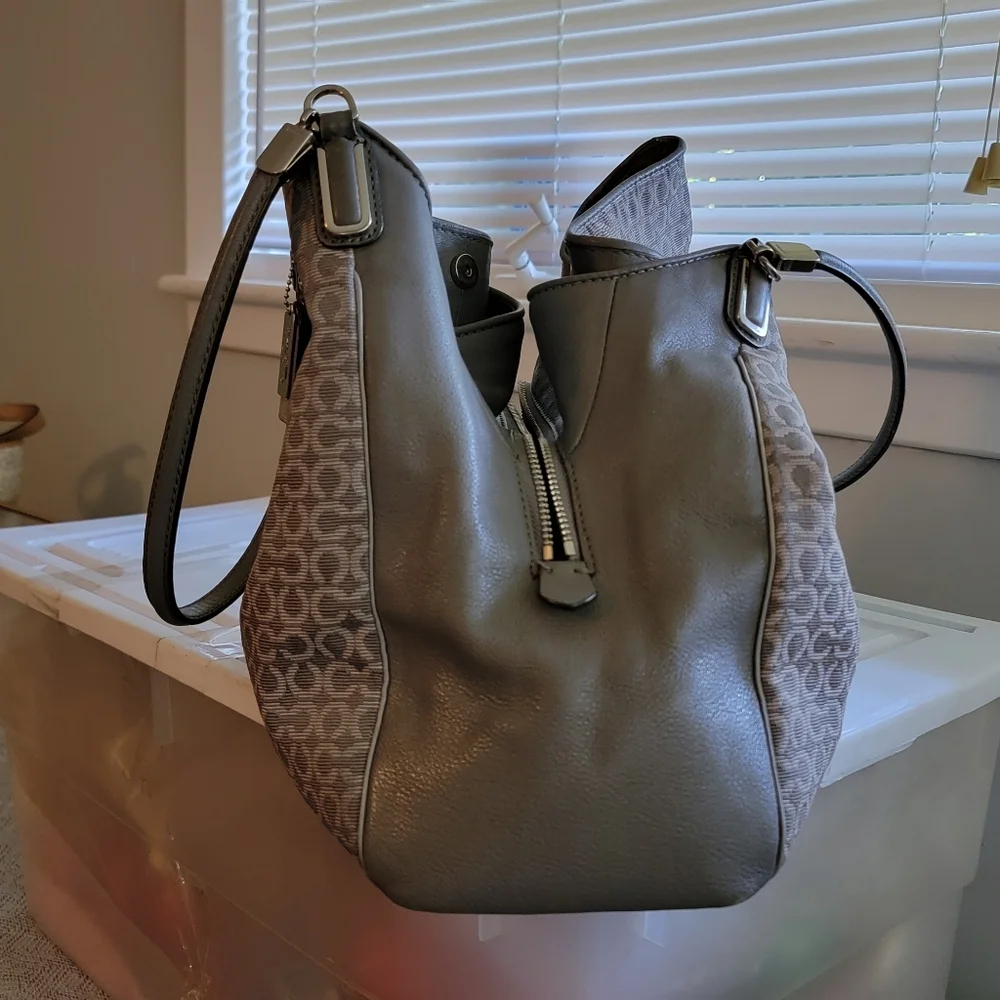Coach Gray Signature Canvas Shoulder Bag